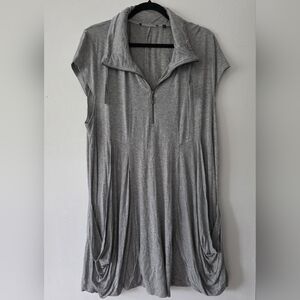 Gray Women's Top with Zipper